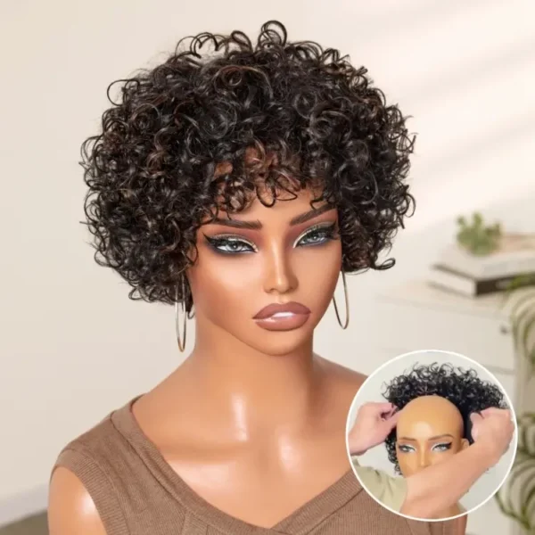 Beginner Friendly Throw On Go Short Bouncy Curls With Bangs Glueless Wig 100 Human Hair 600x600