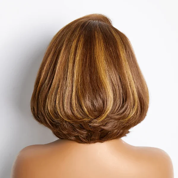 Limited Design Toffee Brown Mix Blonde Natural Black Layered Cut Glueless 5x5 Closure Lace Bob Wig2 600x600