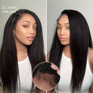 Luvme All Day Comfort™ Wig 4C Kinky Edges Kinky Straight Glueless 7x6 Closure HD Lace Human Hair Wig Pre Cut Lace3