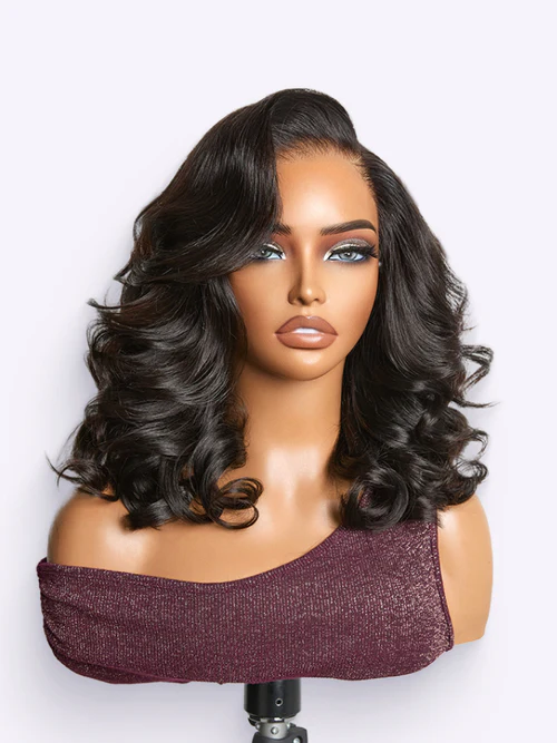 NatureMAX™ 200 Density Ombre Brown Natural Loose Wave Glueless 13x6 HD Lace Front Shoulder Length Wig Pre Cut Lace Flexi Fit Drawstring Cap
