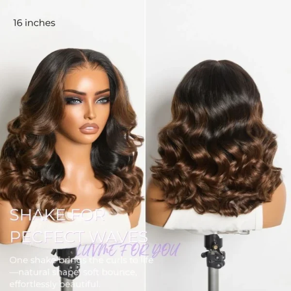 NatureMAX™ 200 Density Ombre Brown Natural Loose Wave Glueless 13x6 HD Lace Front Shoulder Length Wig Pre Cut Lace Flexi Fit Drawstring Cap2 600x600