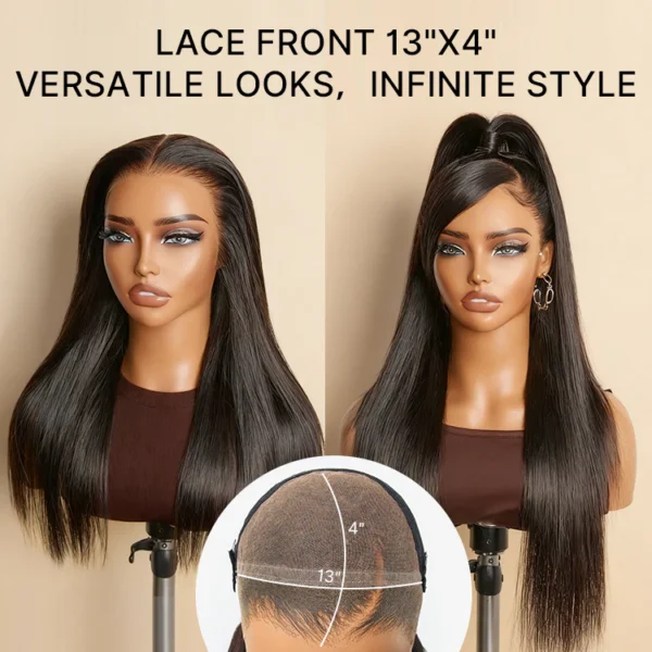 NatureMAX™ Silky Straight Glueless Ear To Ear 13x4 HD Lace Front Wig Pre Cut Lace2 600x600