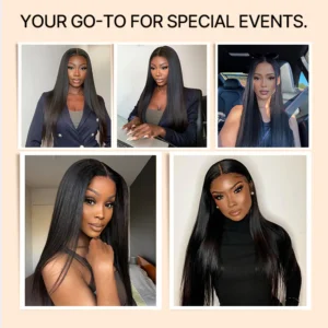 NatureMAX™ Silky Straight Glueless Ear-to-ear 13x4 HD Lace Front Wig Pre-Cut Lace - Image 3