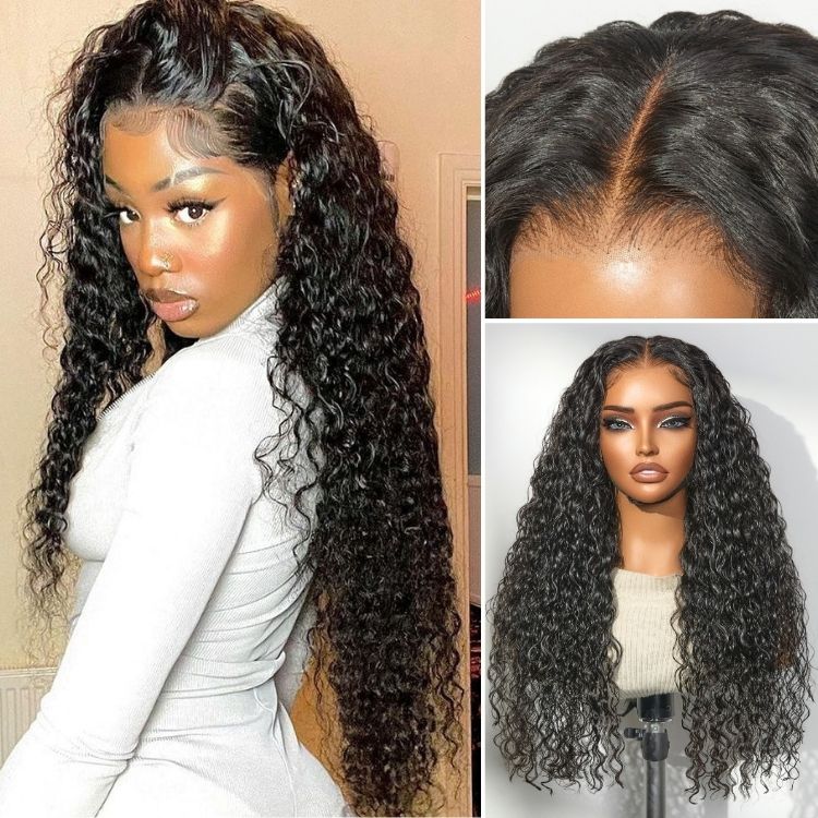 PreMax 180 250 Density Water Wave Glueless Flexi Fit Drawstring 13x4 Frontal Lace Fluffy Curly Wig Pre Cut Lace4