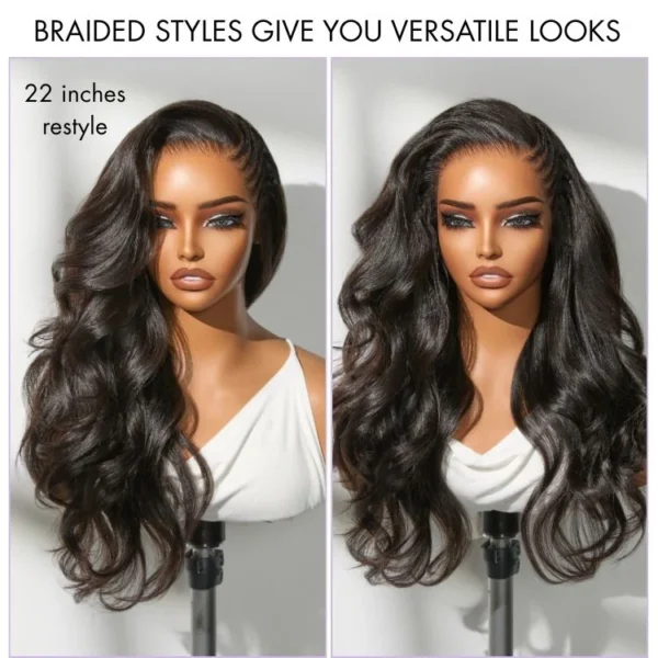 Readitress™ Side Braided Yaki Body Wave Glueless Ear To Ear 13x6 Frontal HD Lace Wig Human Hair Flexi Fit Drawstring Cap3 600x600