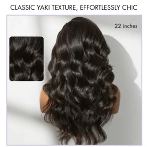 Readitress™ Side Braided Yaki Body Wave Glueless Ear-to-ear 13x6 Frontal HD Lace Wig Human Hair Flexi-Fit Drawstring Cap - Image 3